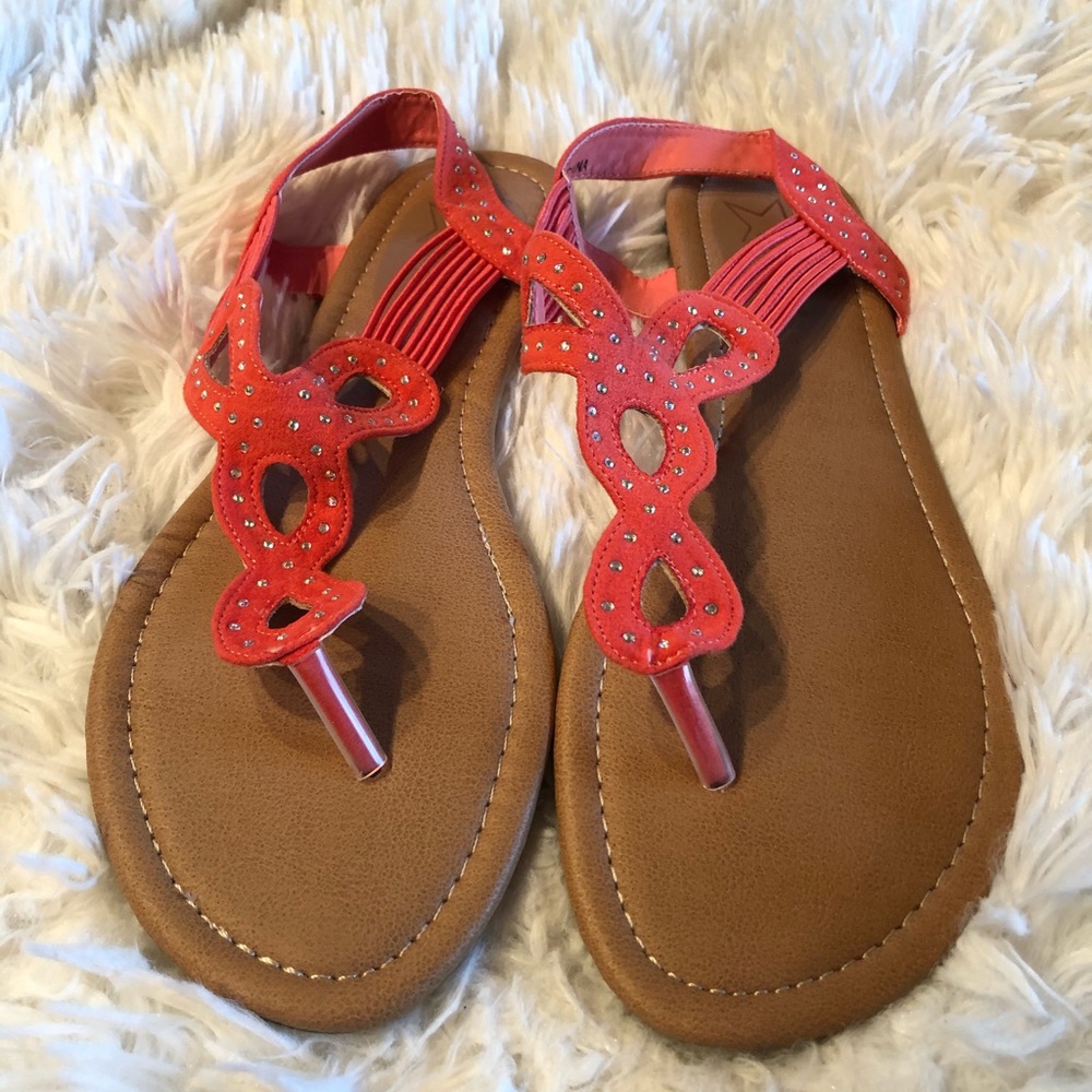 Coral Rhinestone Sandals - Picture 5 of 5